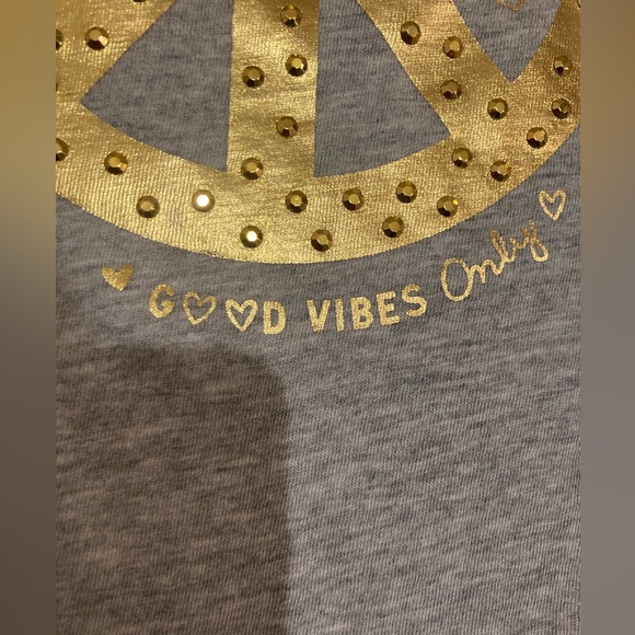 NWT Justice Peace sign tank top sz 7 gray heather/gold - Picture 10 of 13